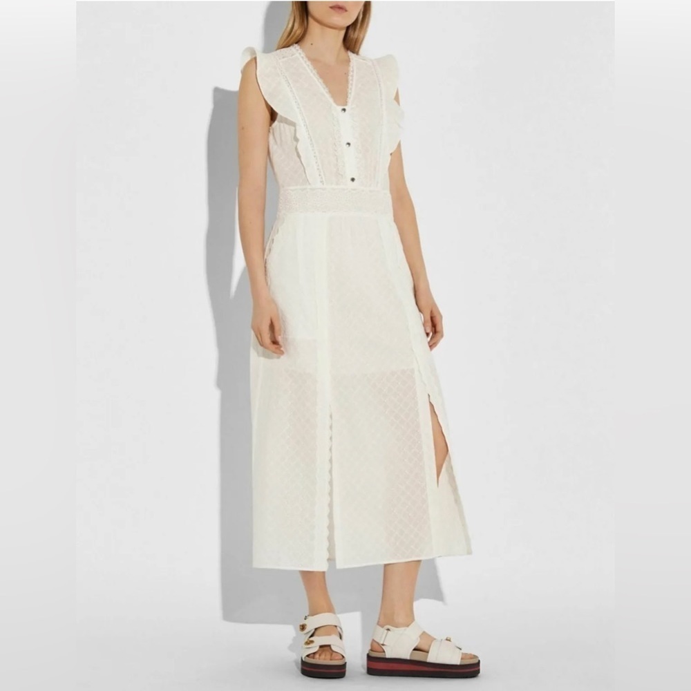 Coach Lace Maxi Eyelet Dress Size 0 Women